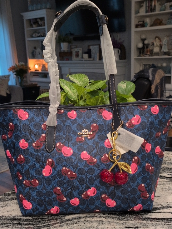Coach Handbags - Coach City Tote Bag Cherry Print - Blue